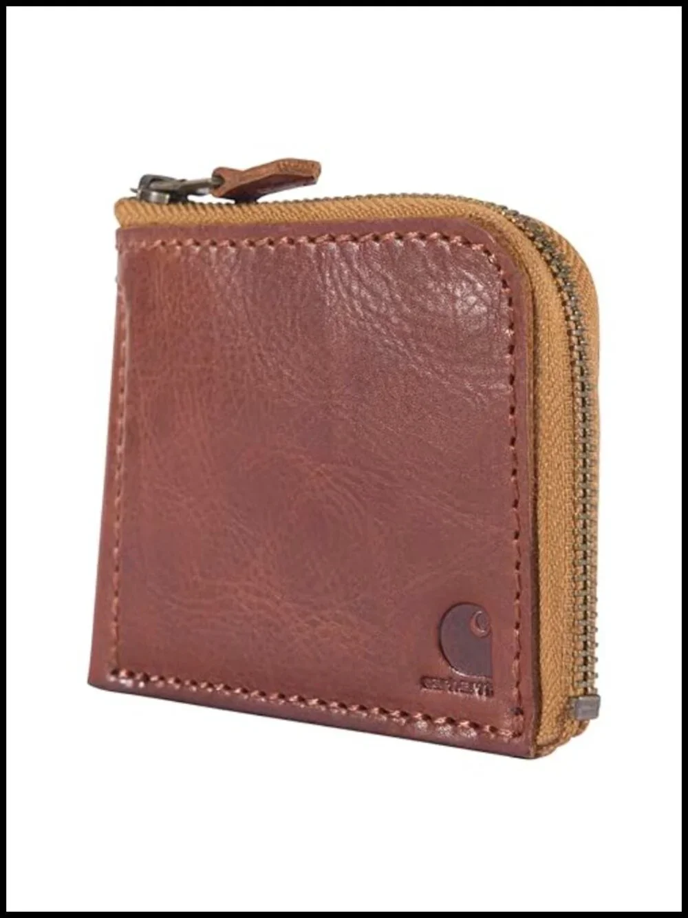 Full Grain Patina Leather Zip Wallet Bifold Front Pocket